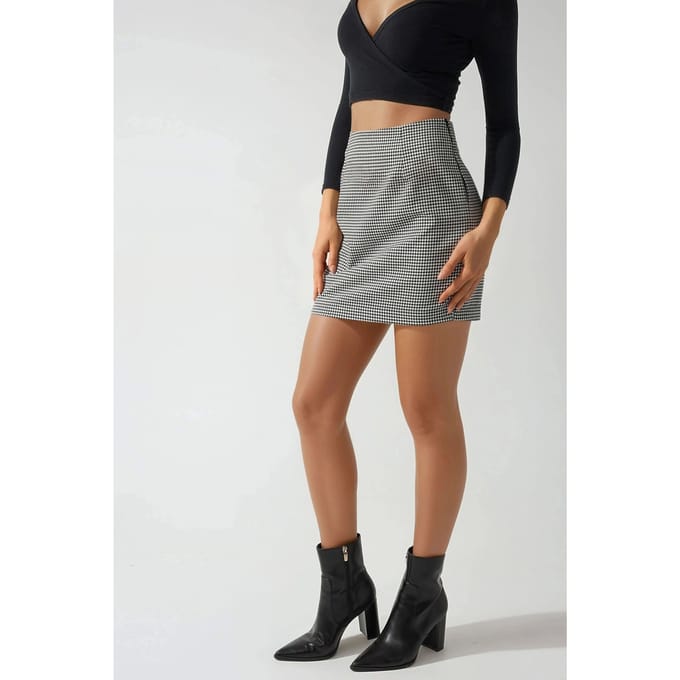 Hoge Taille Geruite Minirok