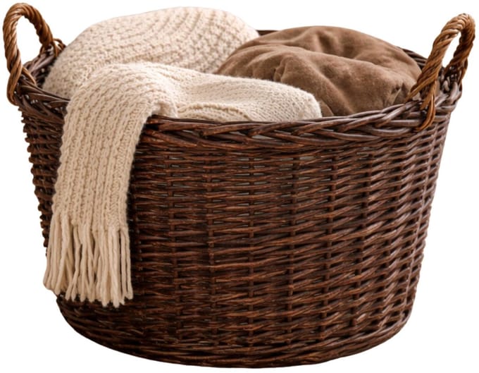 Mega Collections opbergmand Santa Fe - rotan - D35 x H24 cm - met handgreep