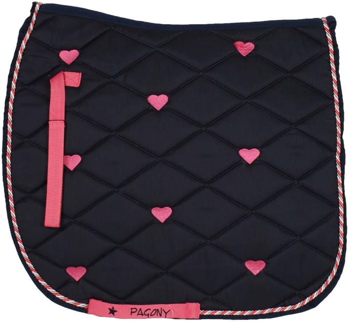 Pagony Zadeldek Hearts - Maat: Full - Donkerblauw - Polyester