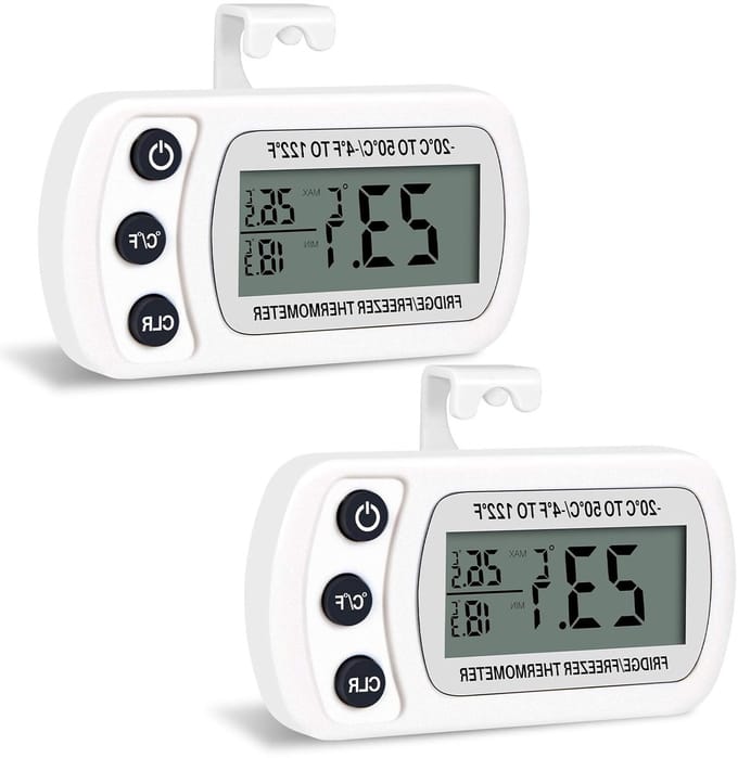 Digitale Koelkastthermometer - Waterdichte Thermometer met Haak, LCD Scherm, Max/Min Functie voor Thuis en Restaurants