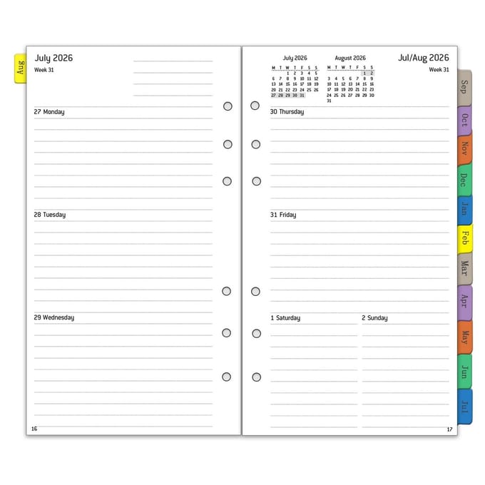 Solidchoice - A6 Weekplanner 2026-2027 met Tabs en Notities