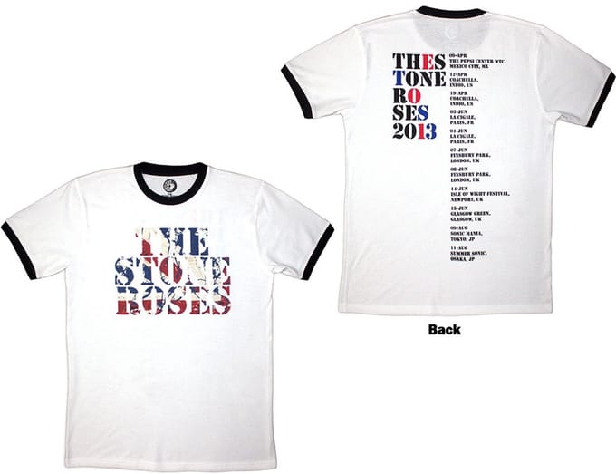 The Stone Roses - 2013 Tour Ringer Heren T-shirt - S - Wit