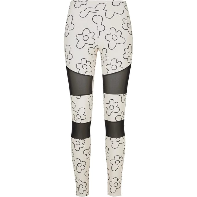 Urban Classics - Tech Mesh All over print Legging - 3XL - Creme/Zwart