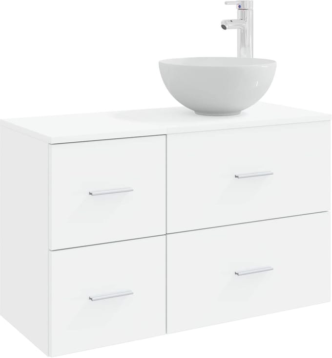vidaXL - Badkamermeubel - Set - 2 - st - Wit - Bewerkt - hout