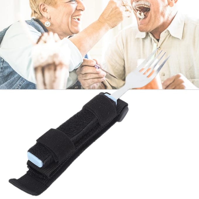 Flexibele Lepel Vork Roterend Eten Eethulpmiddel Bestek voor Gehandicapte Patiënt Oudere L(for 6.5-9kg) black