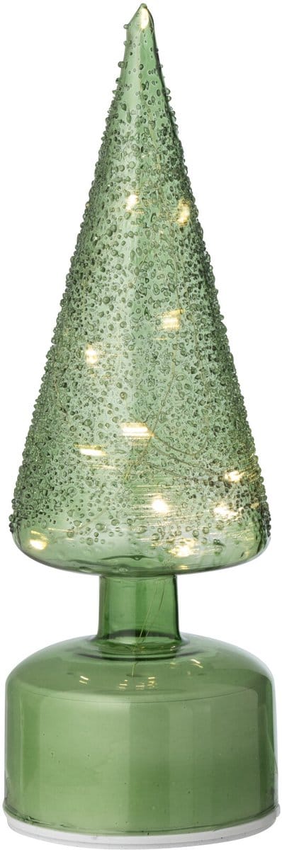 J-Line decoratie kerstboom Draaiend - glas - groen - small - LED lichtjes