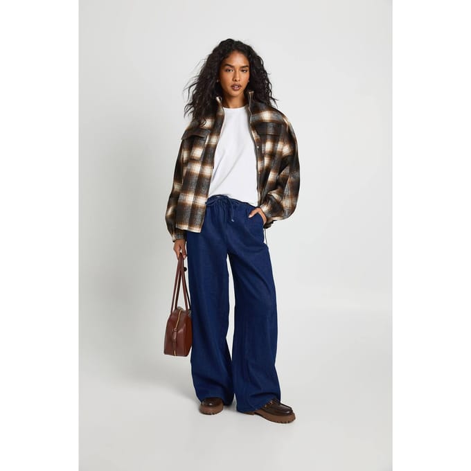 boohoo Dames Supersoft jeans met elastische tailleband | Indigo | Maat: 8