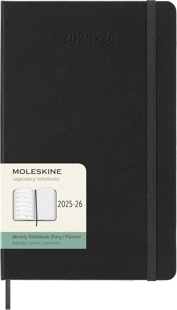 18 Maanden Week Notizkalender 2025/2026 - L/A5, Zwart