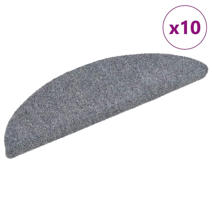 vidaXL - Trapmatten - Zelfklevend - 10 - st - 56x17x3 - cm - Lichtgrijs - Halfrond