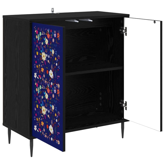 vidaXL - Dressoir - MAINZ - Zwart - eiken - 69 - x - 33 - x - 76 - cm - Bewerkt - hout