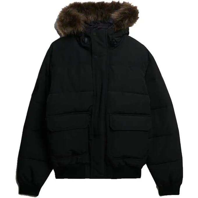 Superdry Everest Hooded Puffer Bomberjack Black Grootte: XL