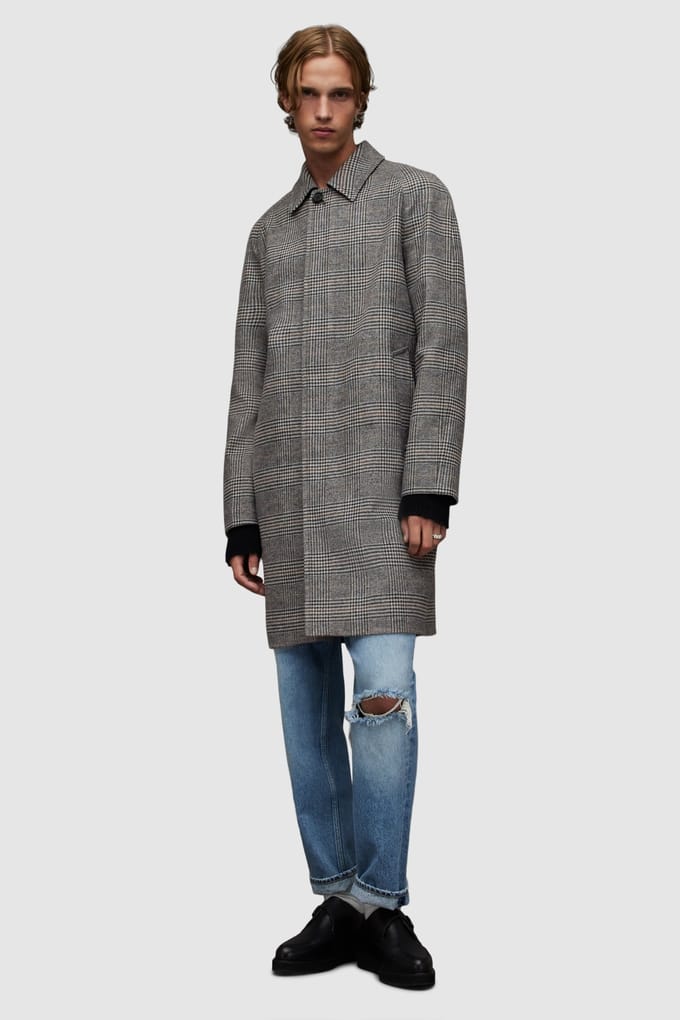 AllSaints Lake Coat Charcoal Größe: 36 | Einreihige Mäntel Outlet | Herren | Schwarz