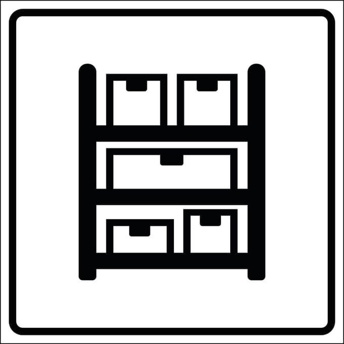 Voorraadkast sticker, wit zwart 100 x 100 mm