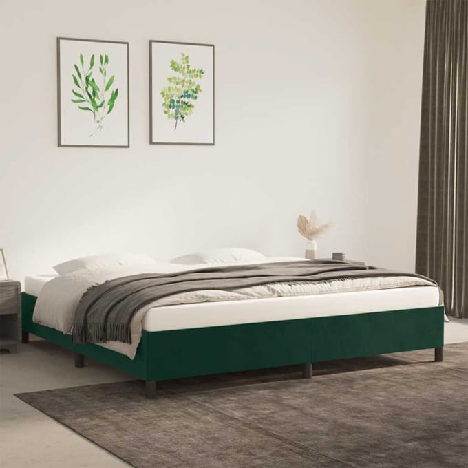 vidaXL - Bedframe - zonder - matras - 200x200 - cm - fluweel - donkergroen