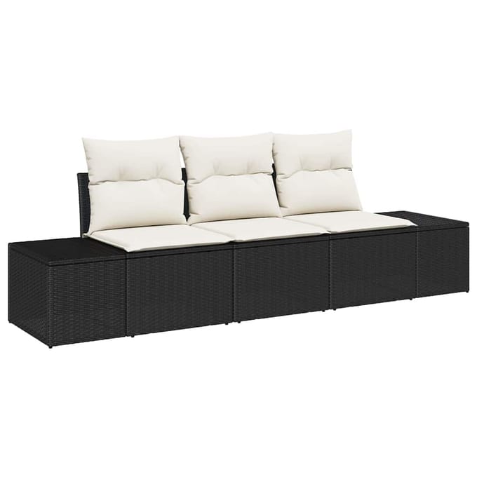 vidaXL Bankstel 3 st Zwart poly rattan