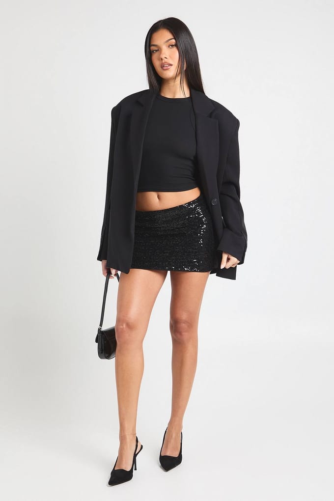 boohoo Dames Pailletten minirok | Zwart | Maat: 38