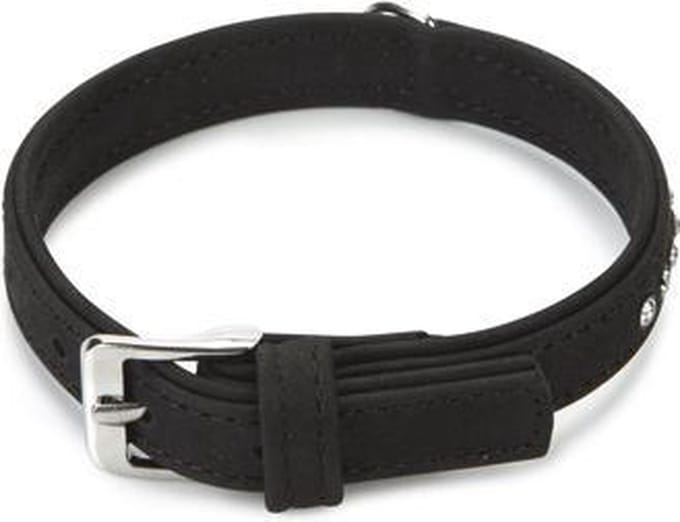 Beeztees Buffalo - Halsband Hond - Leer - Zwart - 25-30 cm