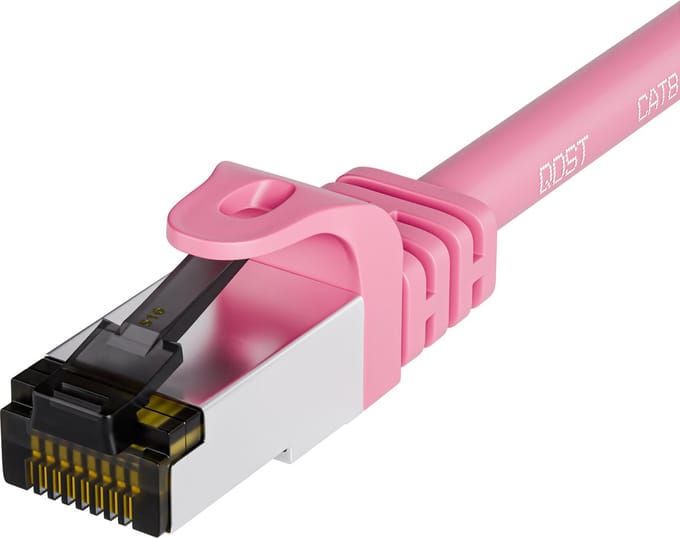Qost - CAT8.1 internetkabel - SFTP / PiMF LZSH - 40 Gbps / 2000 MHz - RJ45 Connectoren - Patchkabel / Netwerkkabel - 2 meter - Roze