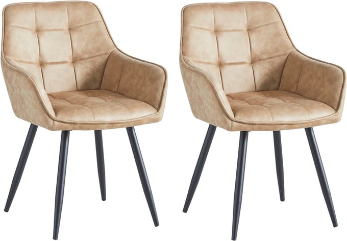 Colenis® - Oriana Eetkamerstoel - Set Van 2 - Sand - Microfiber Stof - Industrieel