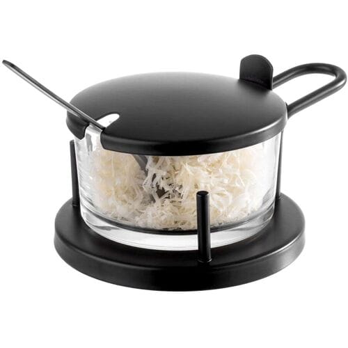GGM Gastro (6 Stück) Parmesan Menage - CLASSIC - 180ml - inkl. Löffel - Schwarz - Matt
