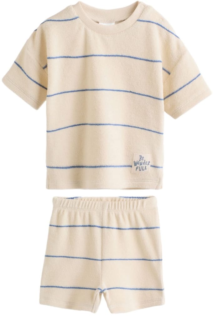 Next - Jongens - Babyset van top en short van badstof - Naturel