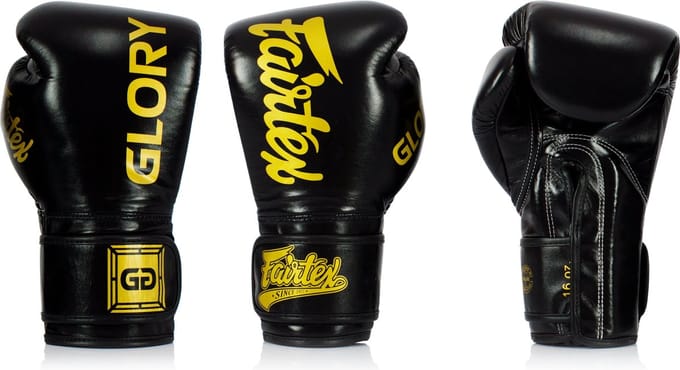 Fairtex x Glory BGVG1 Bokshandschoenen Zwart/Goud – 10 oz – Premium Leer