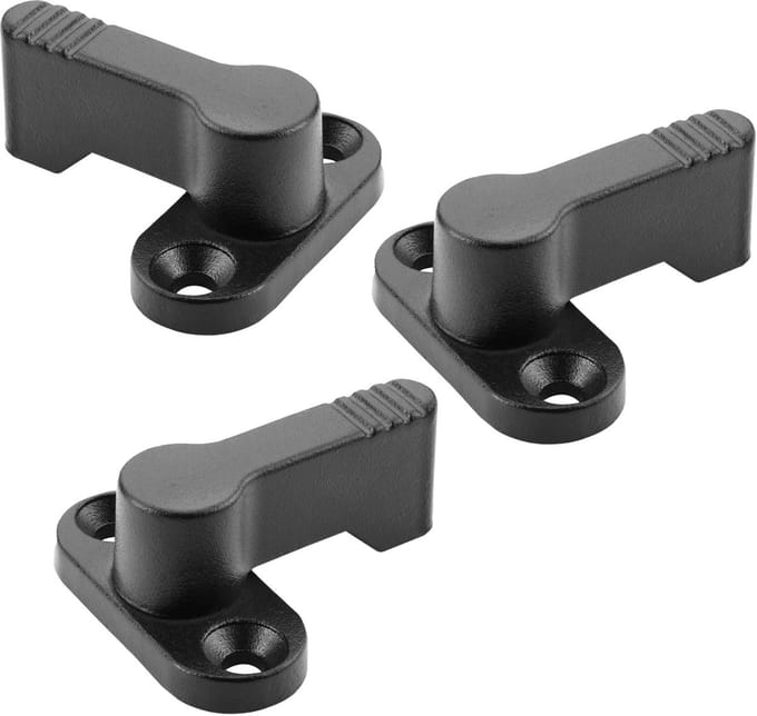 3 x draaigrendels, schroefbaar, zwart