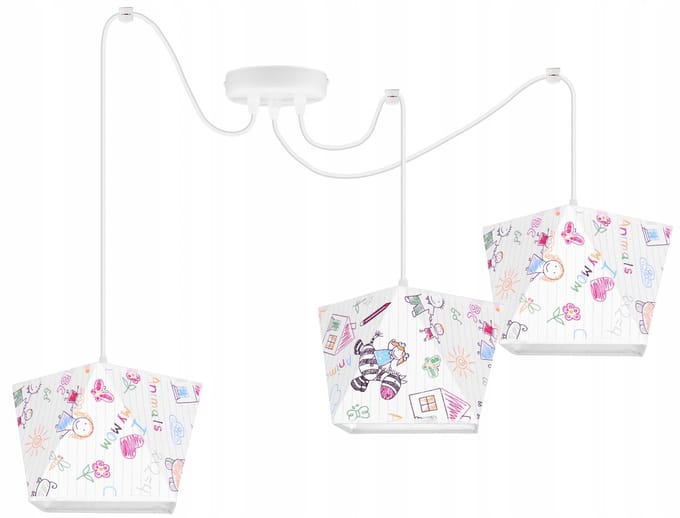 Light-Home Spider – Hanglamp 3-lichts – Kinderkamer – Verstelbare Hoogte – Stoffen Kap – Multicolor