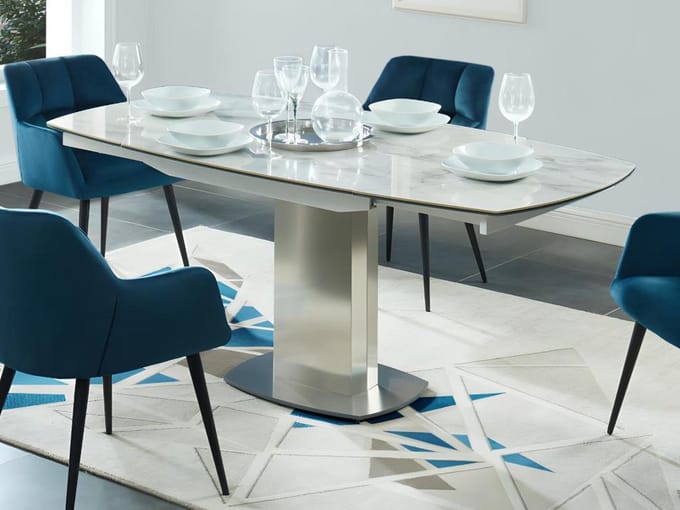 Vente-unique Uitschuifbare eettafel TALICIA - 4 tot 6 personen - Keramiek en ijzer