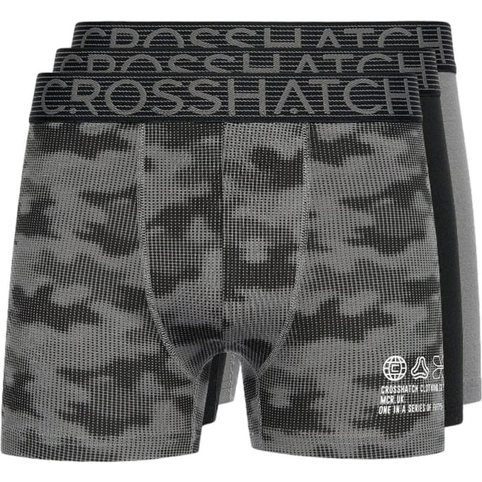 Crosshatch Heren Buzzard Boxershorts (Set van 5) (Zwart/Grijs)