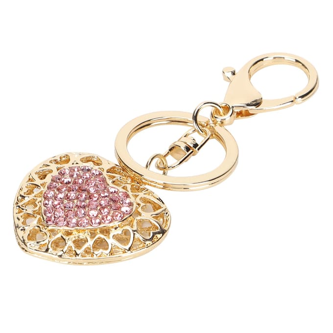 Sleutelhanger Liefdeshart Strass Sleutelhanger Hanger Accessoires voor Damentas en Portemonnees beige