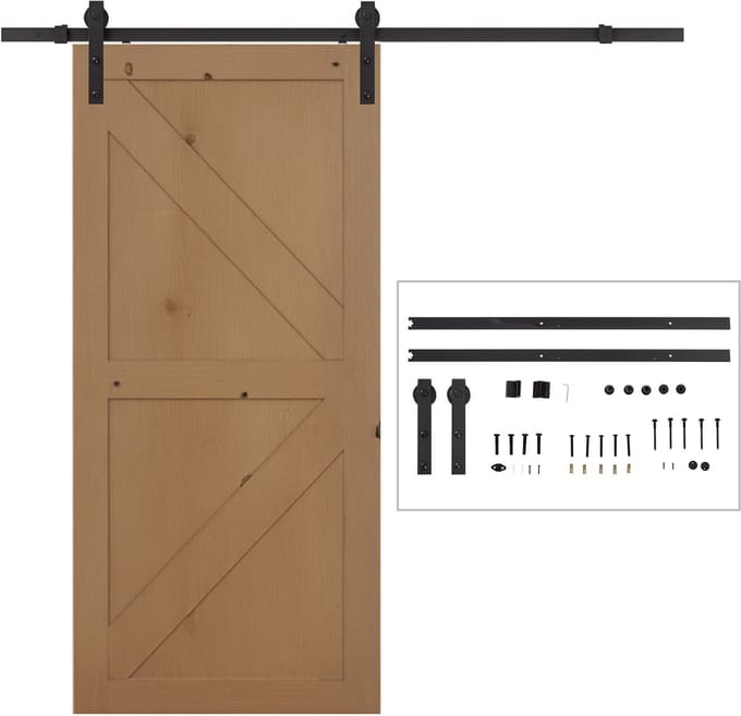 HOMCOM - Schuifdeurbeslag Set - Koolstofstaal - 200x4x0,6 cm - Zwart