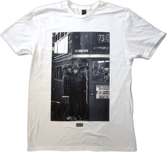 Oasis - London Bus Photo Heren Tshirt - M - Wit