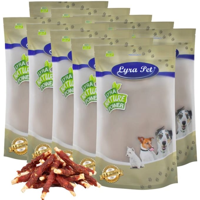 1 - 10 kg Lyra Pet® kauwrollen met eendenborstreepjes