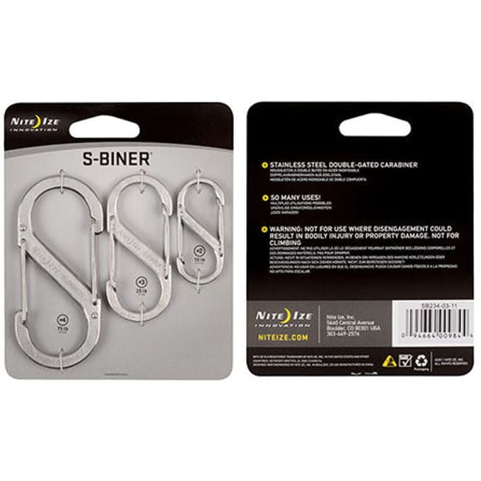 Nite ize s-biner karabijnhaak 3-pack zil