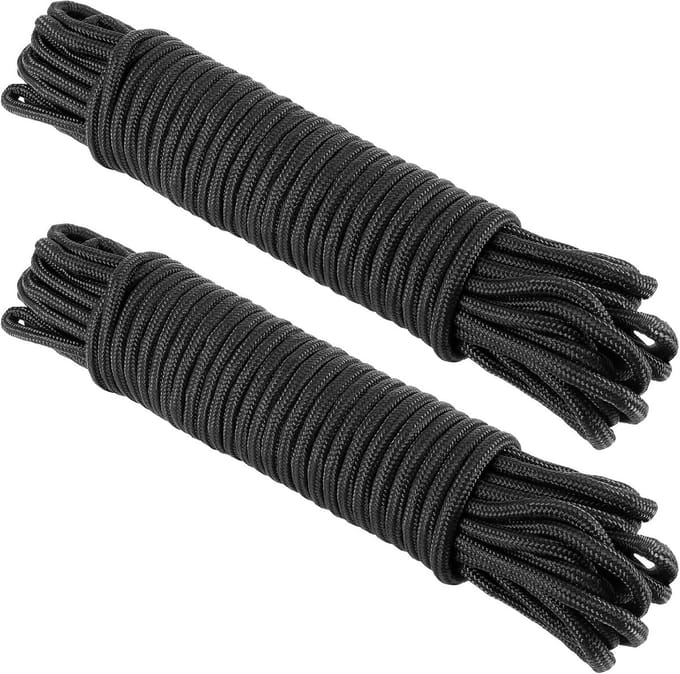 2 Stuks Zwaar Touw Zwart 20 Meter Sterk Nylon Koord 8mm