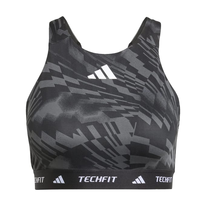 Adidas Techfit High Neck Print Sportbeha Met Medium Impact Zwart M / AB Vrouw