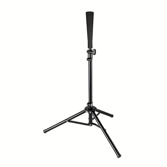 Baseball Hitting Driehoek Tee met Elastische Rubberen Top Verstelbare Hoogte 70-118cm Stabiele Driehoek black
