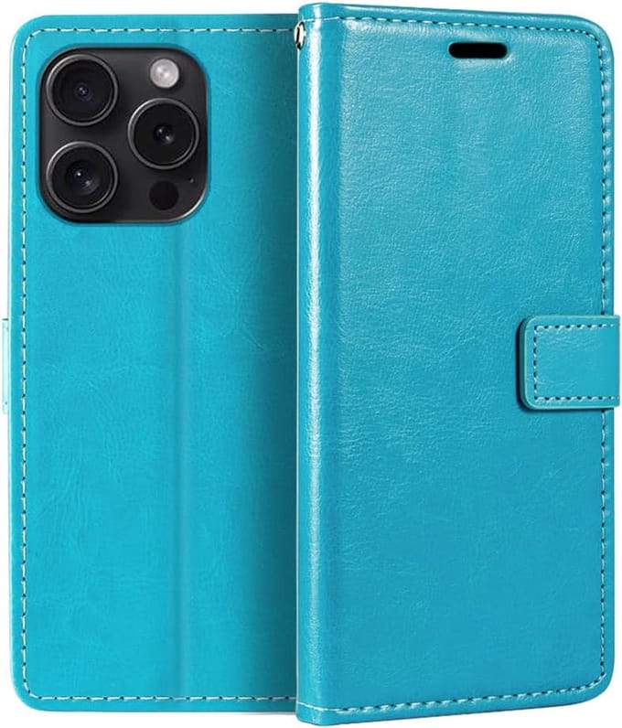Portemonnee Book Case Hoesje Geschikt voor: iPhone 15 Pro Max - Turquoise