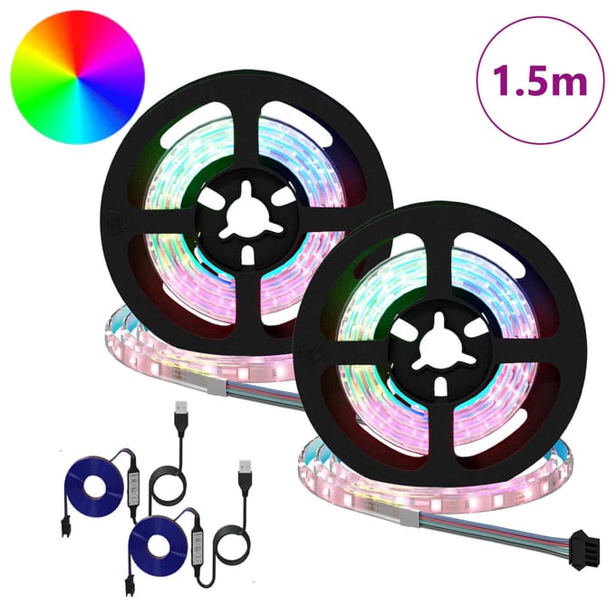 vidaXL LED-strip 2 st Zwart en transparant Koper en kunststof