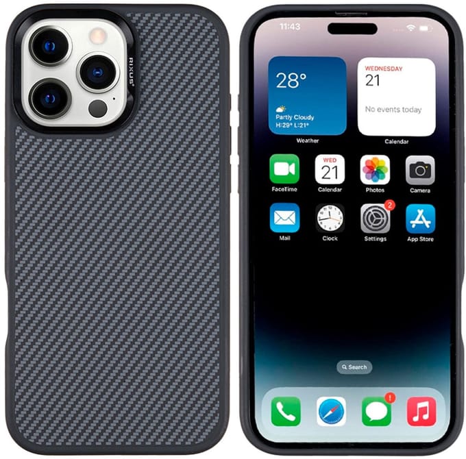 Rixus Mag Carbon With MagSafe For Apple iPhone 16 Pro Titanium Black