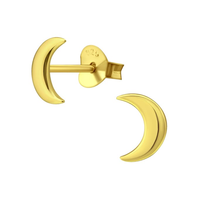 Joy|S - Zilveren maan oorbellen - 5 x 7 mm - gold plated