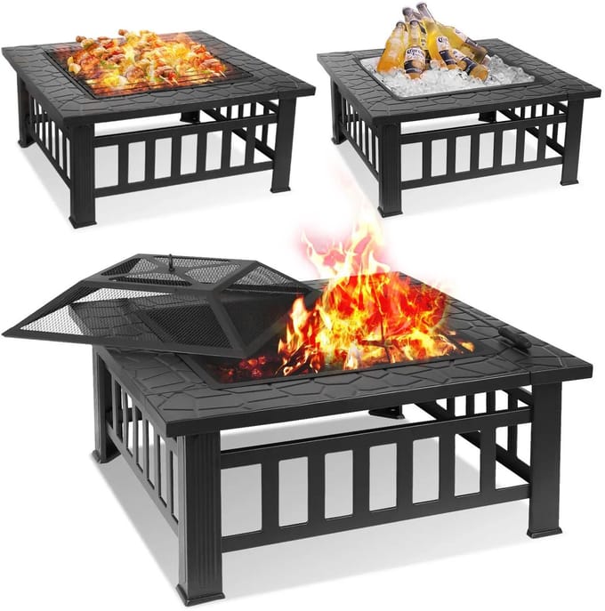 Benelux Select Vuurschaal – Vuurplaats – Kampvuur – BBQ – Koeling - 3-in-1 Multifunctioneel – Draagbaar - 81 × 81 × 45 cm