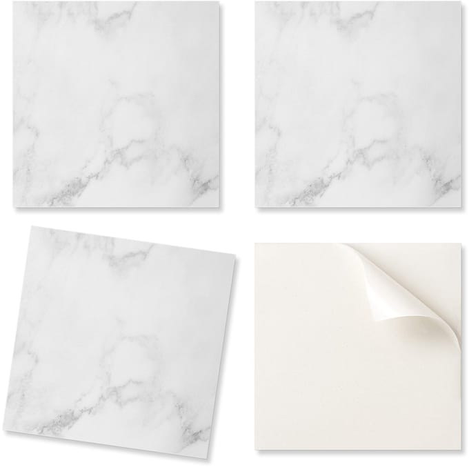 Set zelfklevende vinyltegels met marmerprint, 9x30x30 cm