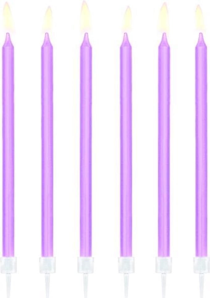 PartyDeco - Verjaardagskaarsjes Lavendel (12 stuks)
