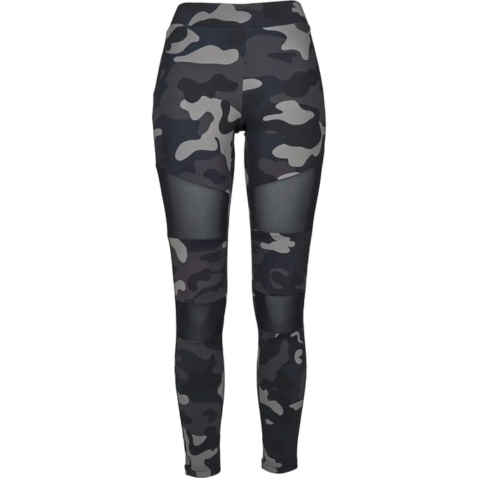 Urban Classics Camo Tech Mesh Dames Legging - donkercamouflage/zwart - XXL