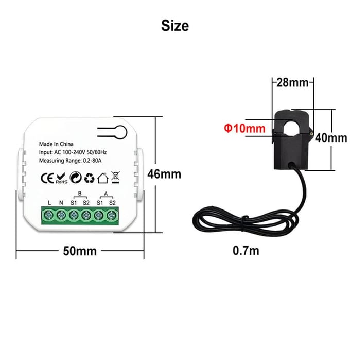 Consommation de production d'énergie de système solaire photovoltaïque de compteur d'énergie intelligent de Tuya ZigBee bidirectionnelle multicolore