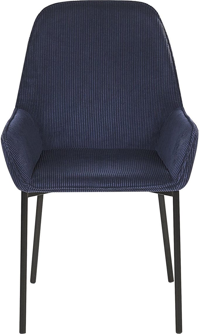 LOVERNA - Eetkamerstoel - Donkerblauw - Corduroy