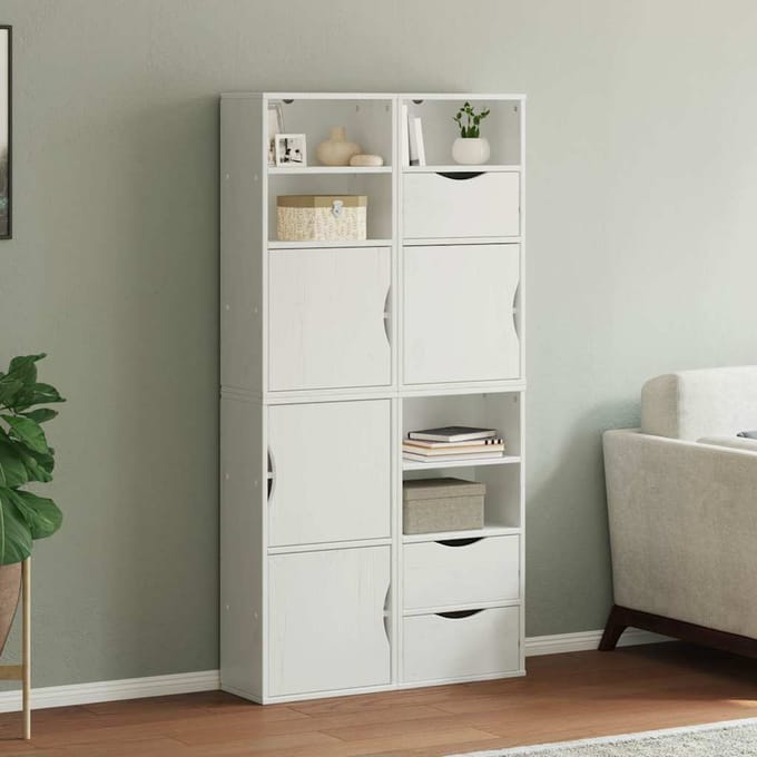 vidaXL - Bijzetkasten - 4 - st - "ODDA" - 40x24x79 - cm - massief - grenenhout - wit