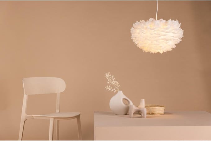 Svea - Rumi ronde hanglamp - ø 45 cm - witte veren